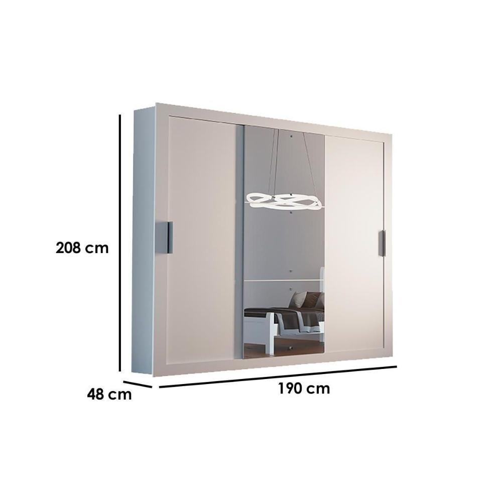 Guarda Roupa Solteiro 3 Portas De Correr (1 C- Espelho) E 4 Gavetas Veneza Luxo Naturalle-ripado 3d - 6