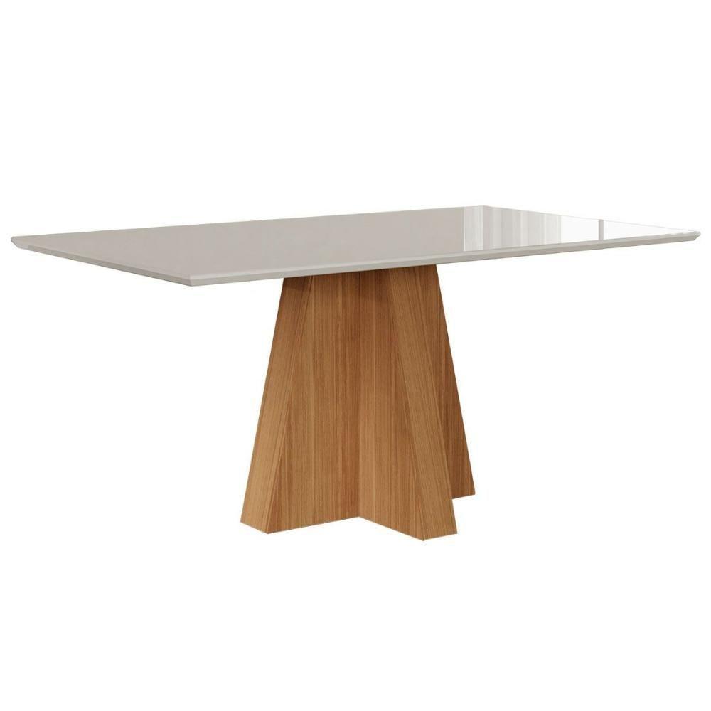 Mesa P- Cozinha Patricia C- Tampo Madeirado C- Vidro 160x80cm Nature-off White - Cimol - 1