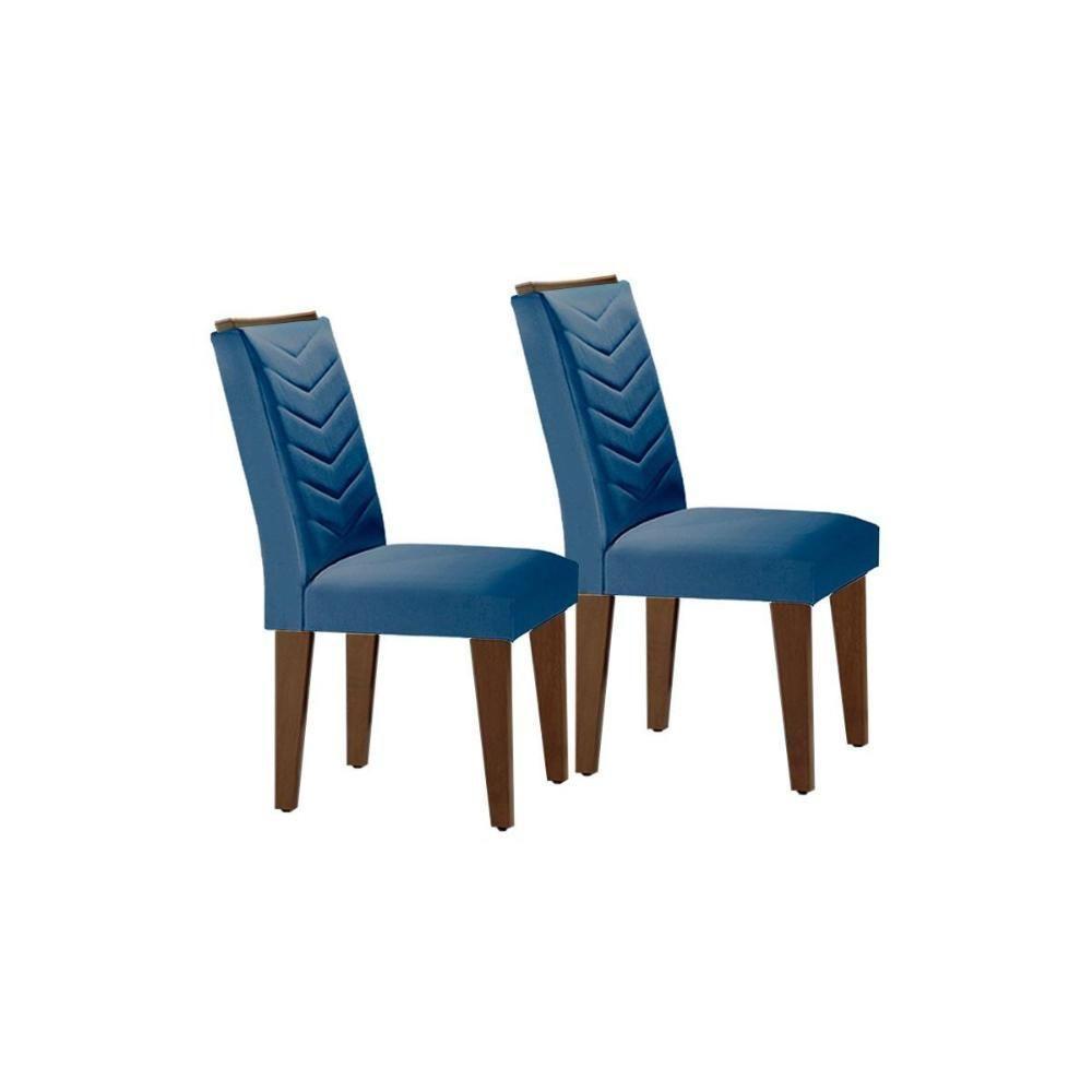 Kit 2 Cadeiras Sala Jantar Londrina 2 Un Madeira Capuccino-suede Grafite - Rufato - 4