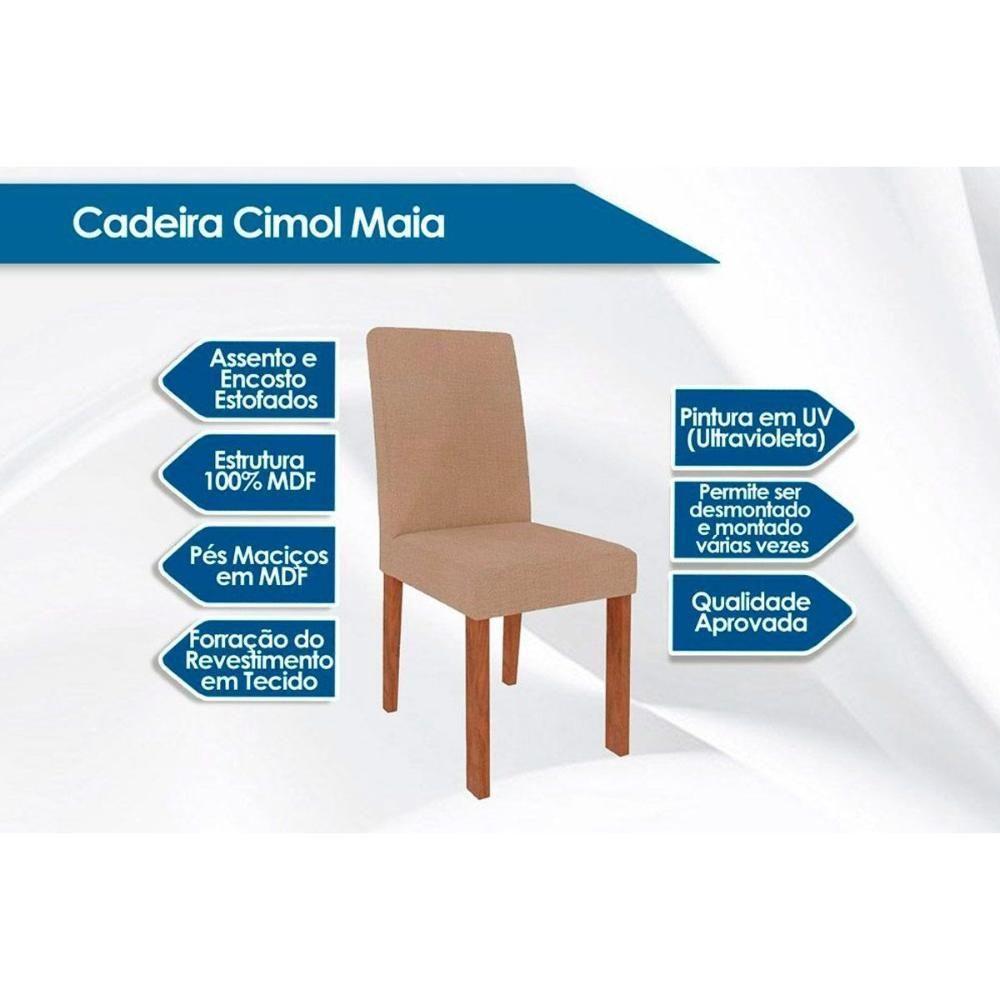 Sala De Jantar Completa Lisa Tampo Madeirado 130x80cm E 4 Cadeiras Maia Savana-cinamomo-suede Gengibre Bege - Cimol - 3
