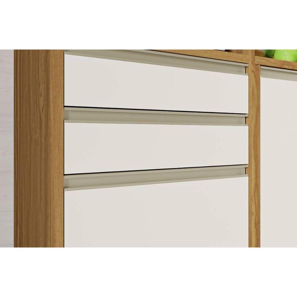 Cozinha Completa Tempranillo 7 Peças (2aéreos+2balcões+1cristaleira+2complementos) C7p77 Amendoa-off White - Ronipa - 7