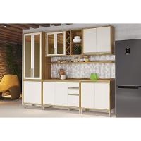 Cozinha Completa Tempranillo 7 Peças (2aéreos+2balcões+1cristaleira+2complementos) C7p77 Amendoa-off White - Ronipa - 1