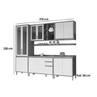 Cozinha Completa Tempranillo 7 Peças (2aéreos+2balcões+1cristaleira+2complementos) C7p77 Amendoa-off White - Ronipa - 2