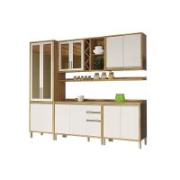 Cozinha Completa Tempranillo 7 Peças (2aéreos+2balcões+1cristaleira+2complementos) C7p77 Amendoa-off White - Ronipa