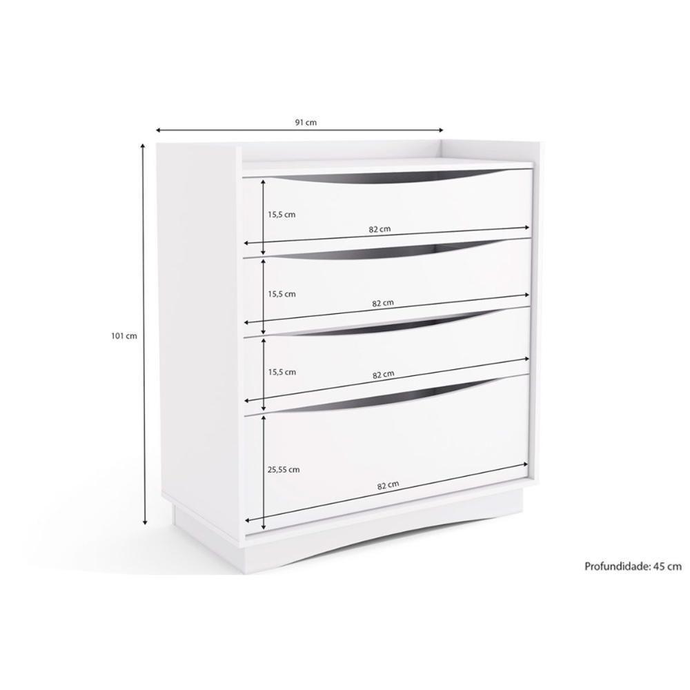 Cômoda Solteiro M260 C/ 4 Gavetas Canela - Kappesberg - 4