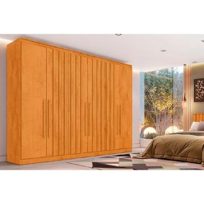 Guarda Roupa Casal Oxford 6 Portas de Bater 4 Gavetas Amêdoa-Peroba MDF Europa
