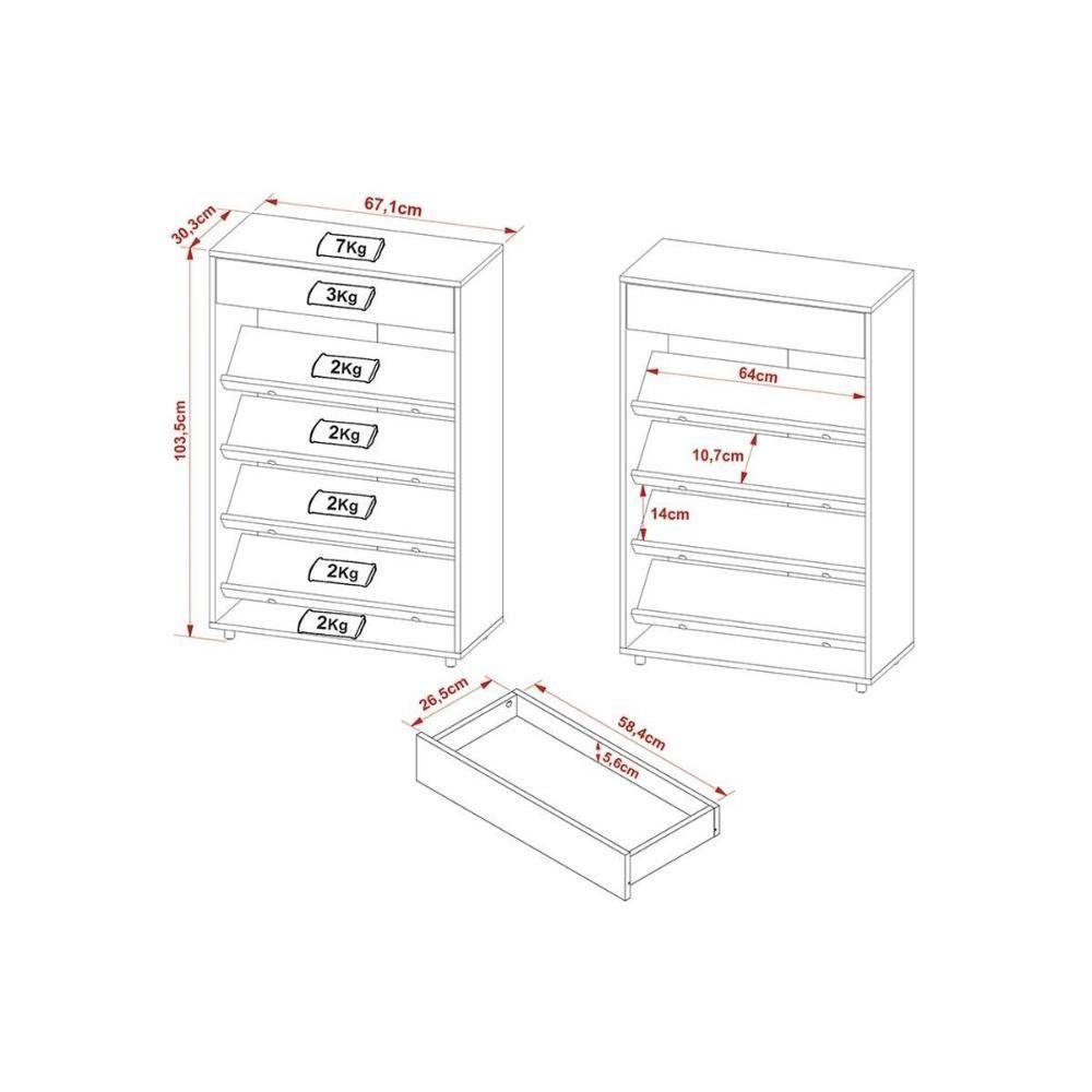 Armário Sapateira Quarto Sa3404 Branco - Tecno Mobili - 3
