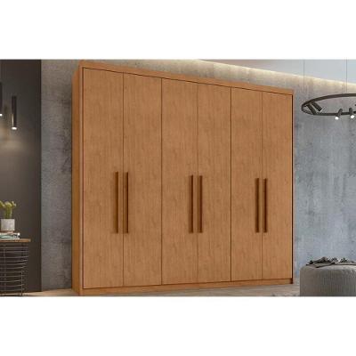 Guarda Roupa Casal Áries 6 Portas de Abrir 5 Gavetas Amêndoa