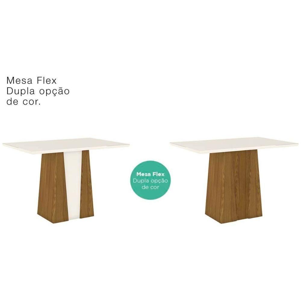 Sala De Jantar Completa Orus C- Tampo Madeirado 120x80cm E 4 Cadeiras Milla Nature-off White - Suede Marrom - Henn - 4