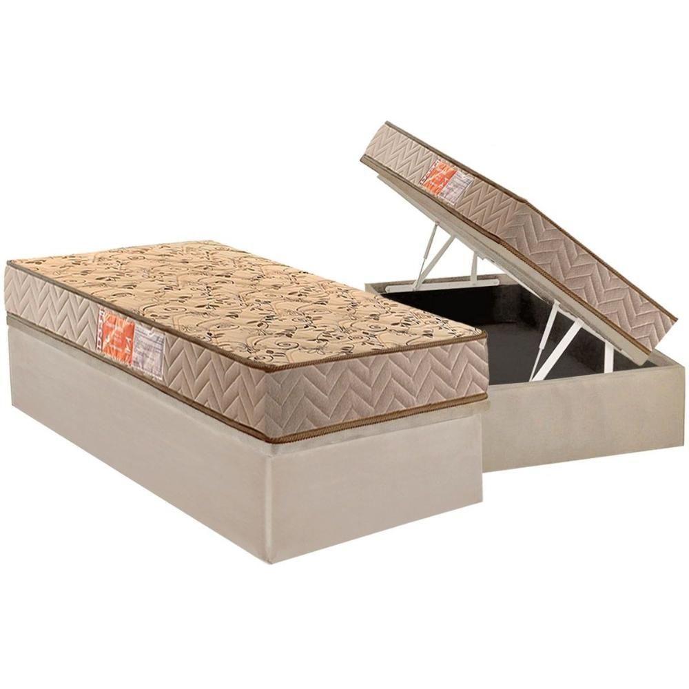 Conjunto Box Baú Solteiro Colchão Espuma Paropas D33 Pasquale Clean + Base Crc Suede Clean (88x188) - 1