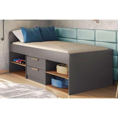 Cama Multifuncional Juvenil New Conect C- 2 Gavetas Grafite-jatobá - Santos Andirá