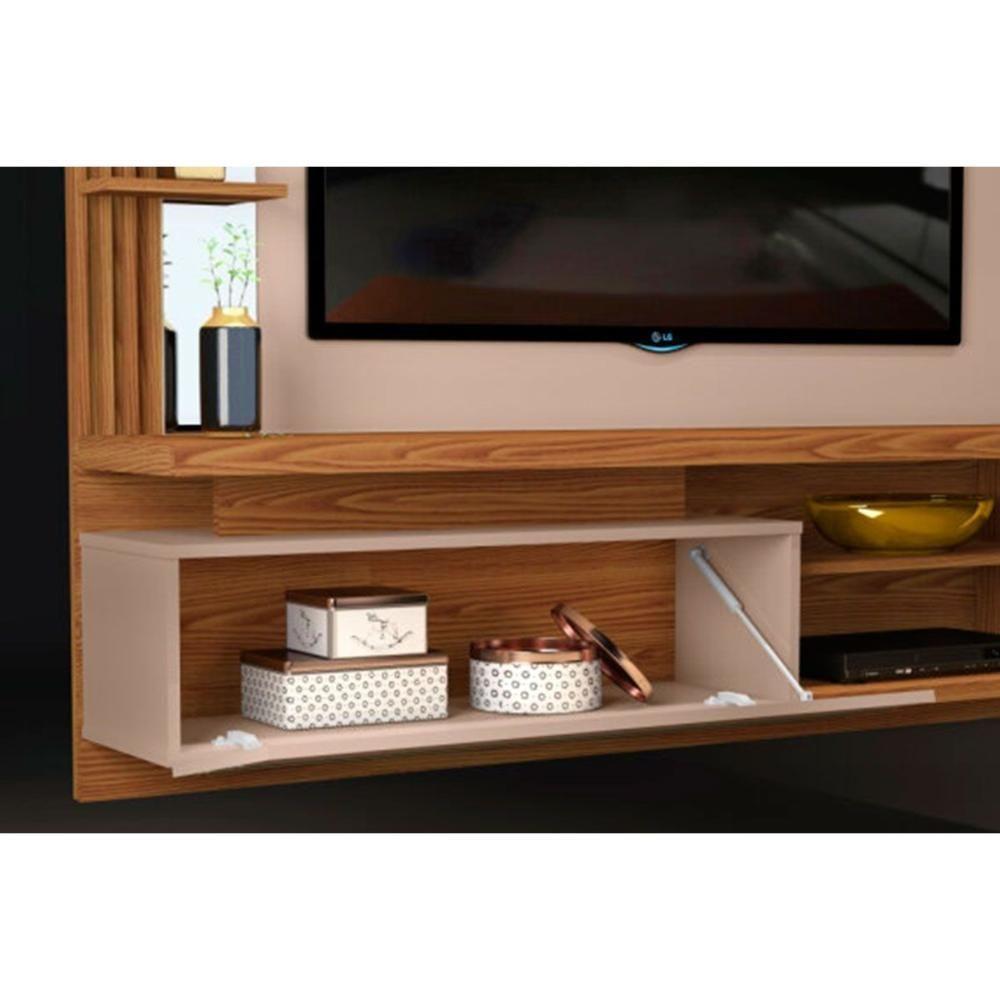 Home P/ Tv Até 55 Pol Marin C/ 1 Porta E Torre Ripada 160x153cm Off White/freijó - Dj Móveis - 5