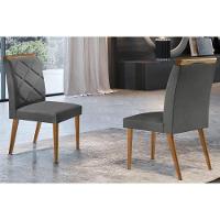 Kit 2 Cadeiras Sala Jantar Melissa 2 Un Madeira Capuccino-linho Grafite - Rufato - 1