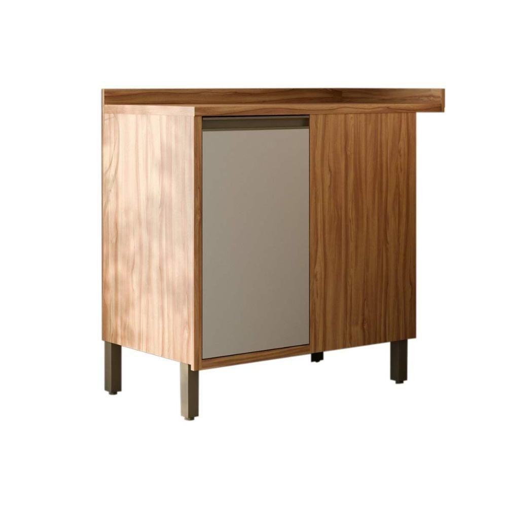 Gabinete De Cozinha Modulado Balcão Tempranillo Canto Reto Com 1 Porta Com Tampo 98cm Amendoa-off White - Ronipa - 5