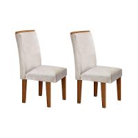 Kit 2 Cadeiras De Cozinha Lunara Imbuia-capuccino-suede Creme - Rufato - 1