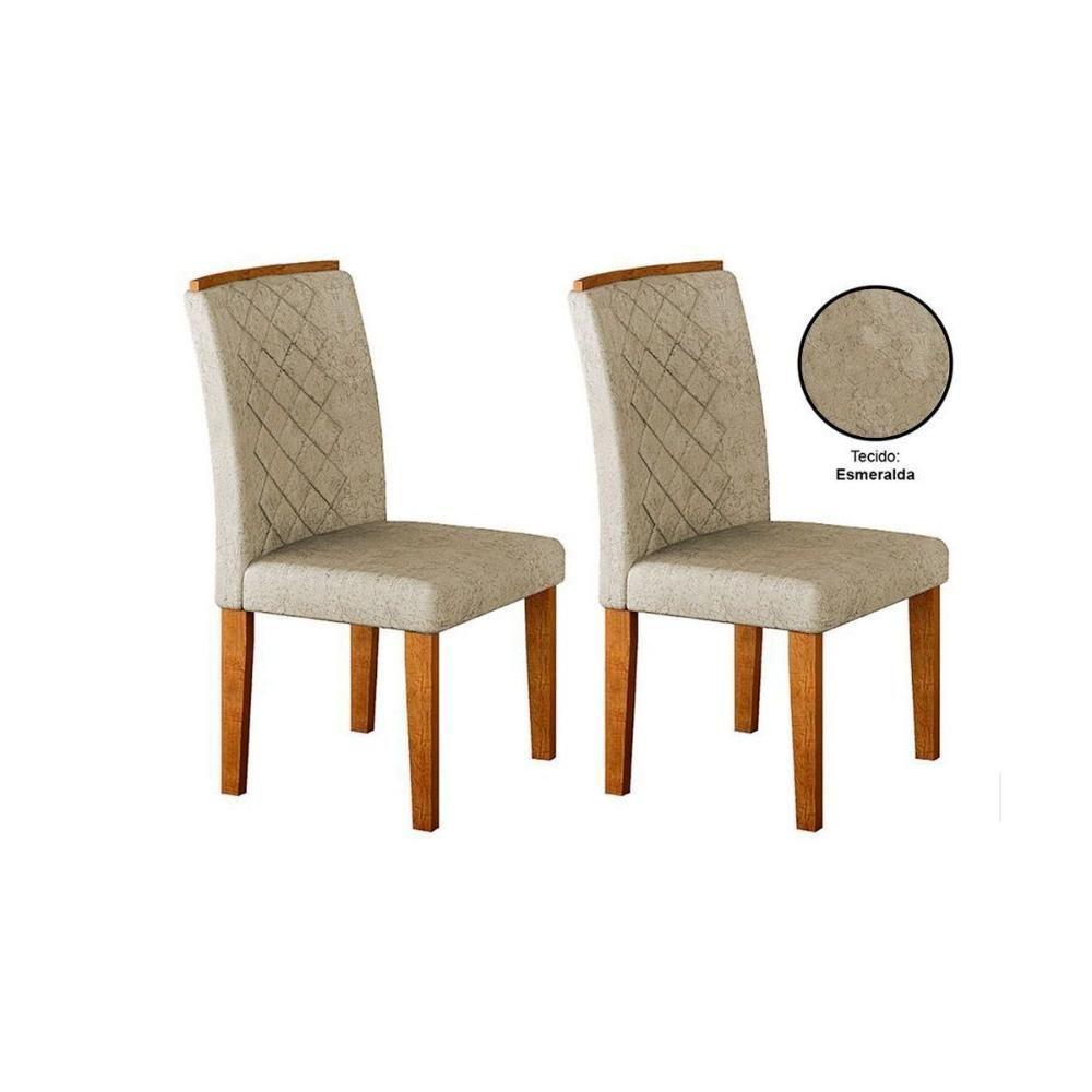 Kit 2 Cadeiras Sala Jantar Jade 2 Un Madeira Capuccino-linho Bege Turim - Rufato - 1
