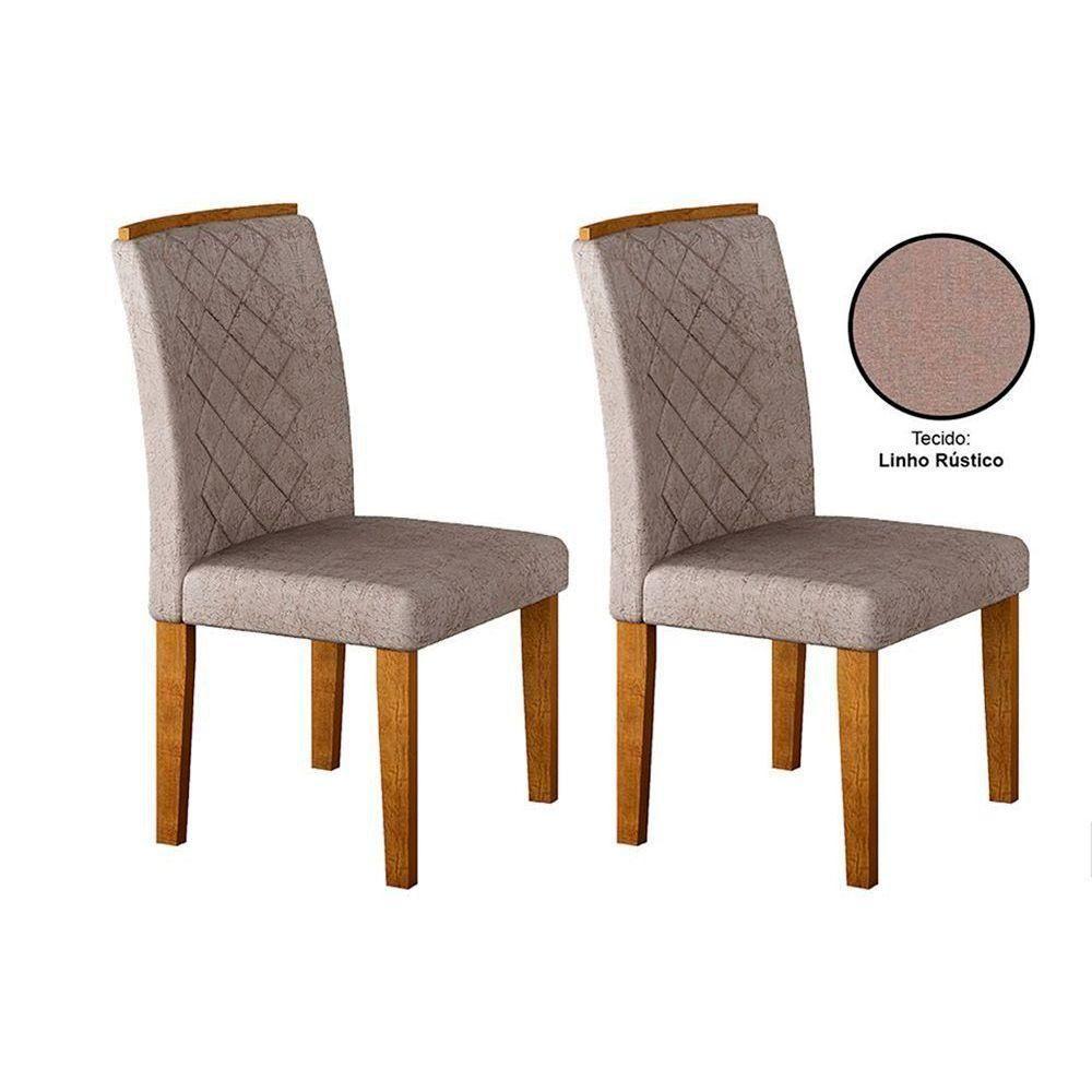 Kit 2 Cadeiras Sala Jantar Jade 2 Un Madeira Capuccino-linho Bege Turim - Rufato - 9
