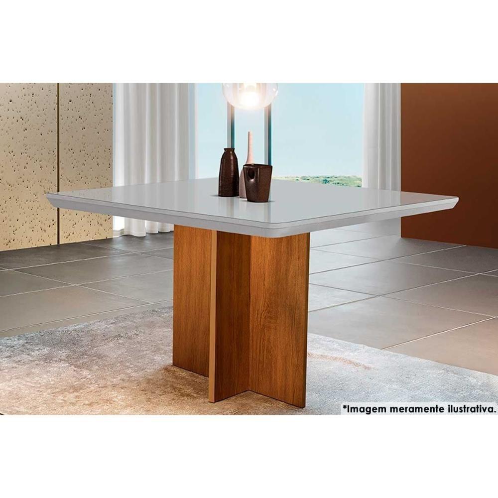 Mesa P- Cozinha Berlim C- Tampo 90x90cm Madeirado Vidro Canto Curvo - Imbuia-off White - Rufato - 1