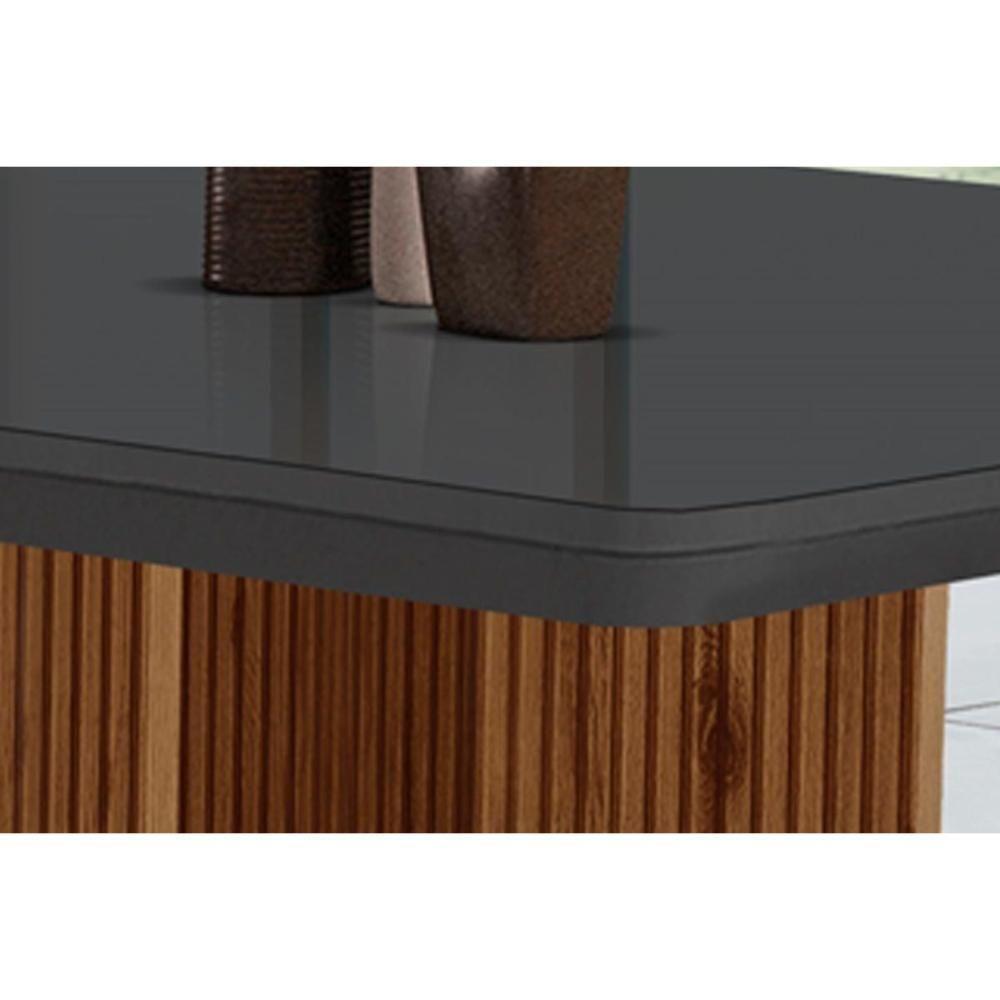 Mesa P- Cozinha Berlim C- Tampo 90x90cm Madeirado Vidro Canto Curvo - Imbuia-off White - Rufato - 3