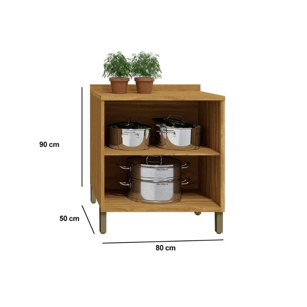 Gabinete De Cozinha Modulado Balcão Com Tampo Tempranillo Com 2 Portas 80cm Amendoa-off White - Ronipa - 3