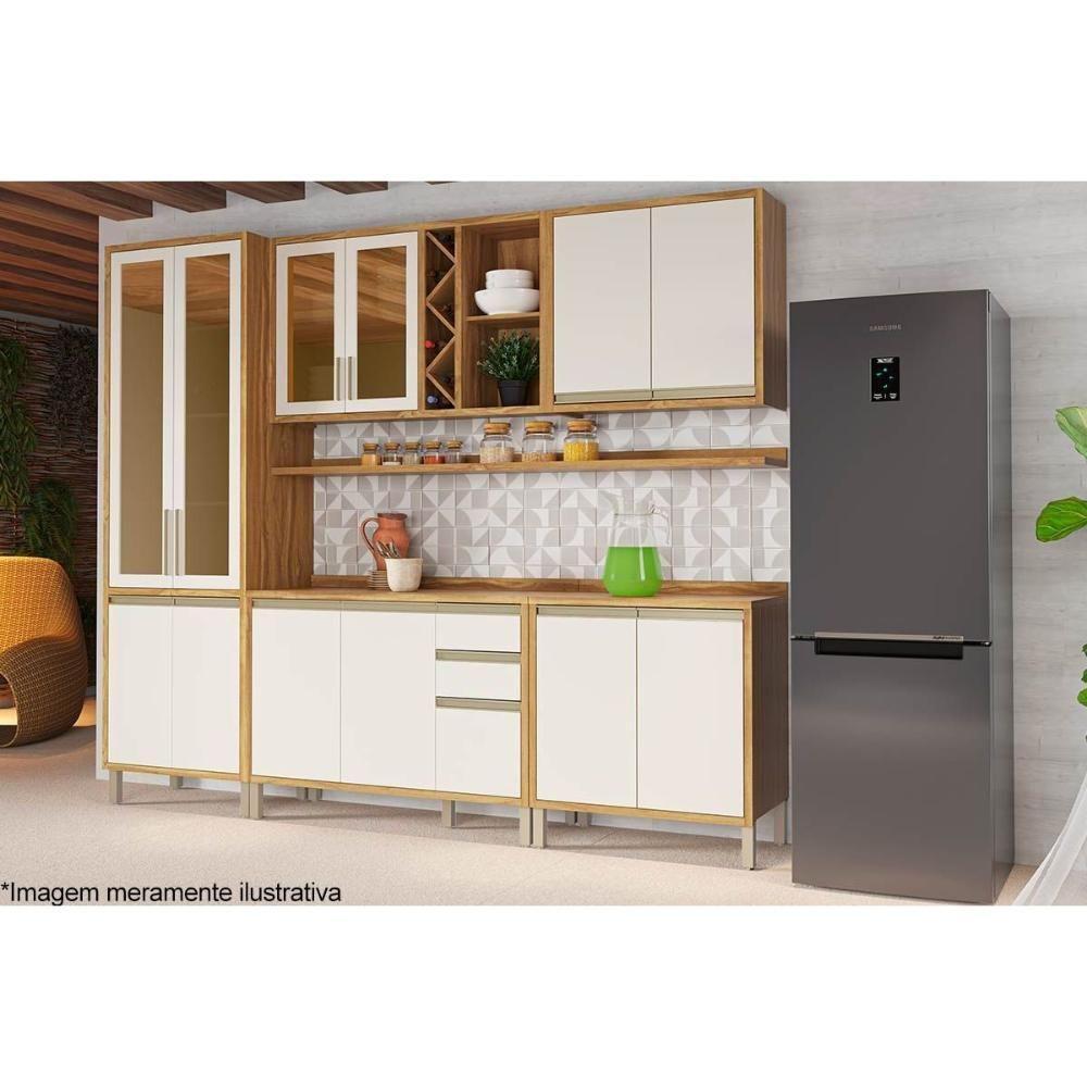 Gabinete De Cozinha Modulado Balcão Com Tampo Tempranillo Com 2 Portas 80cm Amendoa-off White - Ronipa - 7