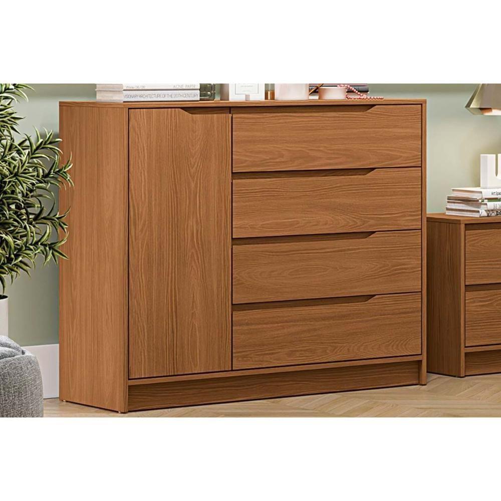 Cômoda De Quarto 1 Porta E 4 Gavetas R260 Canela - Kappesberg - 1