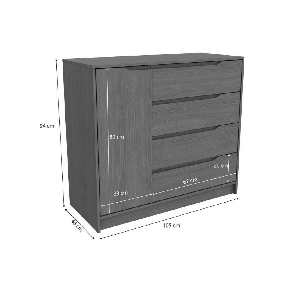 Cômoda De Quarto 1 Porta E 4 Gavetas R260 Canela - Kappesberg - 2