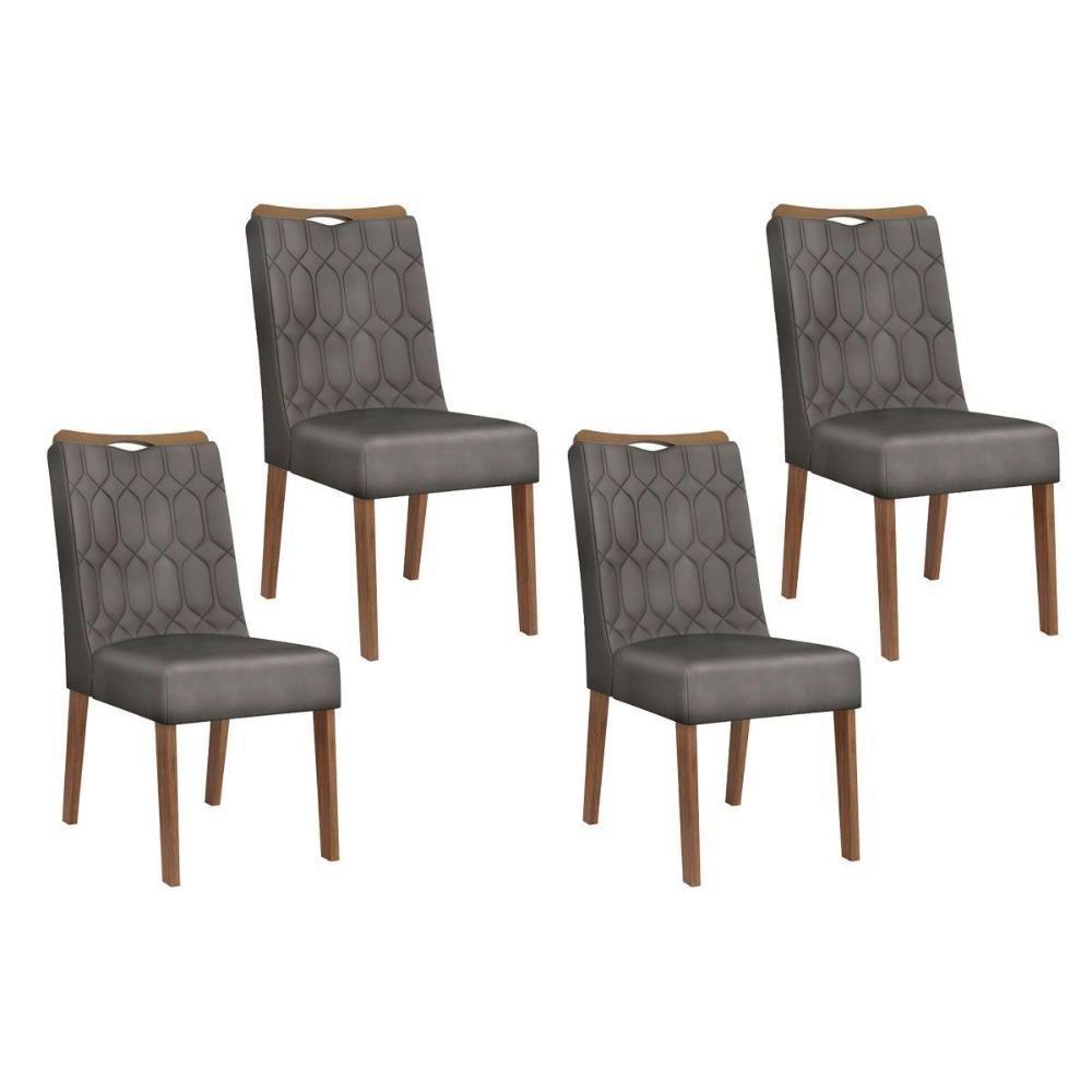 Cadeira Sala De Jantar Bia Kit 4 Un Freijó-suede Lunar - Dj Móveis - 1