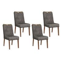 Cadeira Sala De Jantar Bia Kit 4 Un Freijó-suede Lunar - Dj Móveis - 1