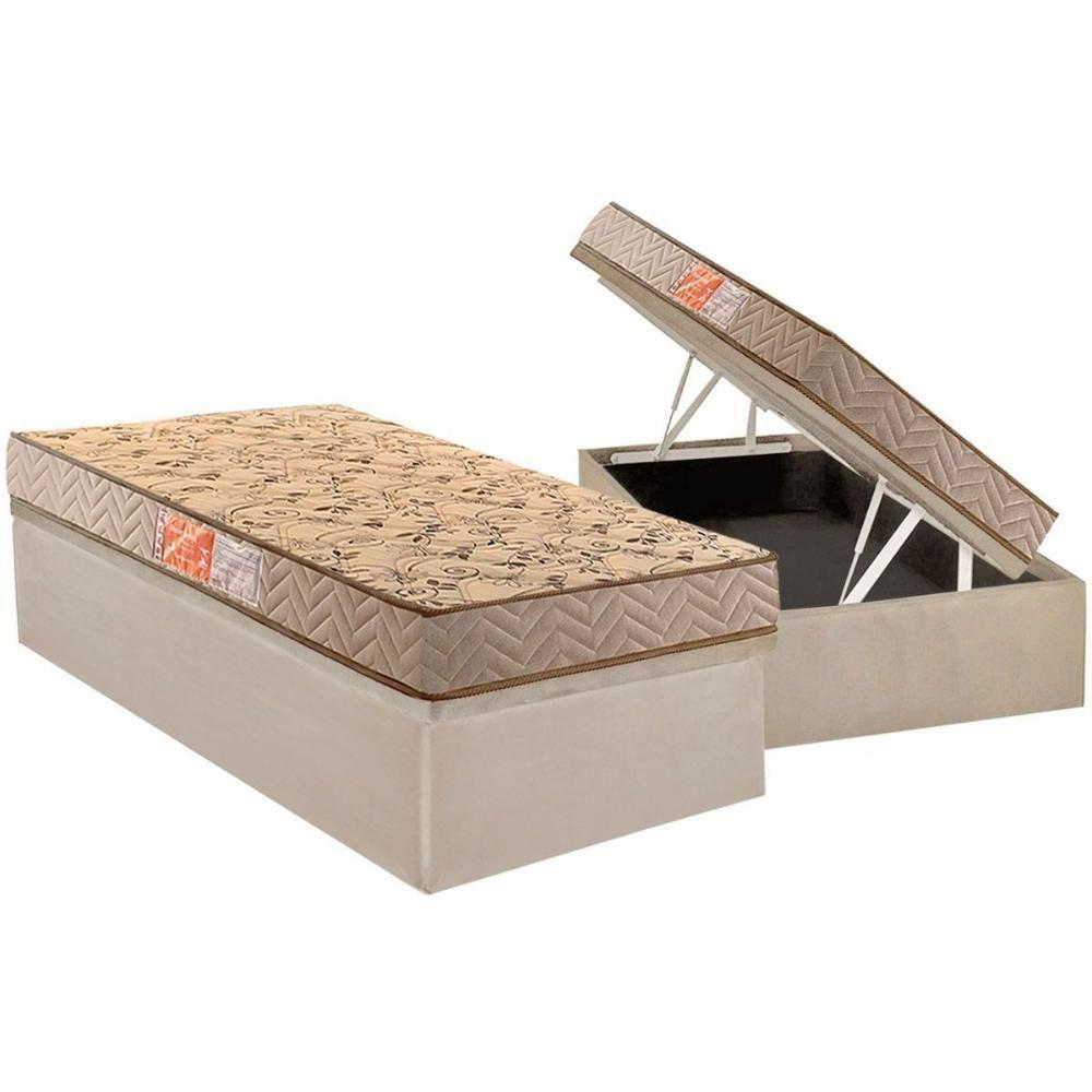 Conjunto Box Baú Solteiro Colchão Espuma Paropas D33 Pasquale Wave Clean + Base Crc Suede Clean (88x188) - 1