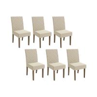 Cadeira Sala De Jantar 2cad133ng Kit 6 Un Nogueira-linho Bege A019 - Kappesberg - 1