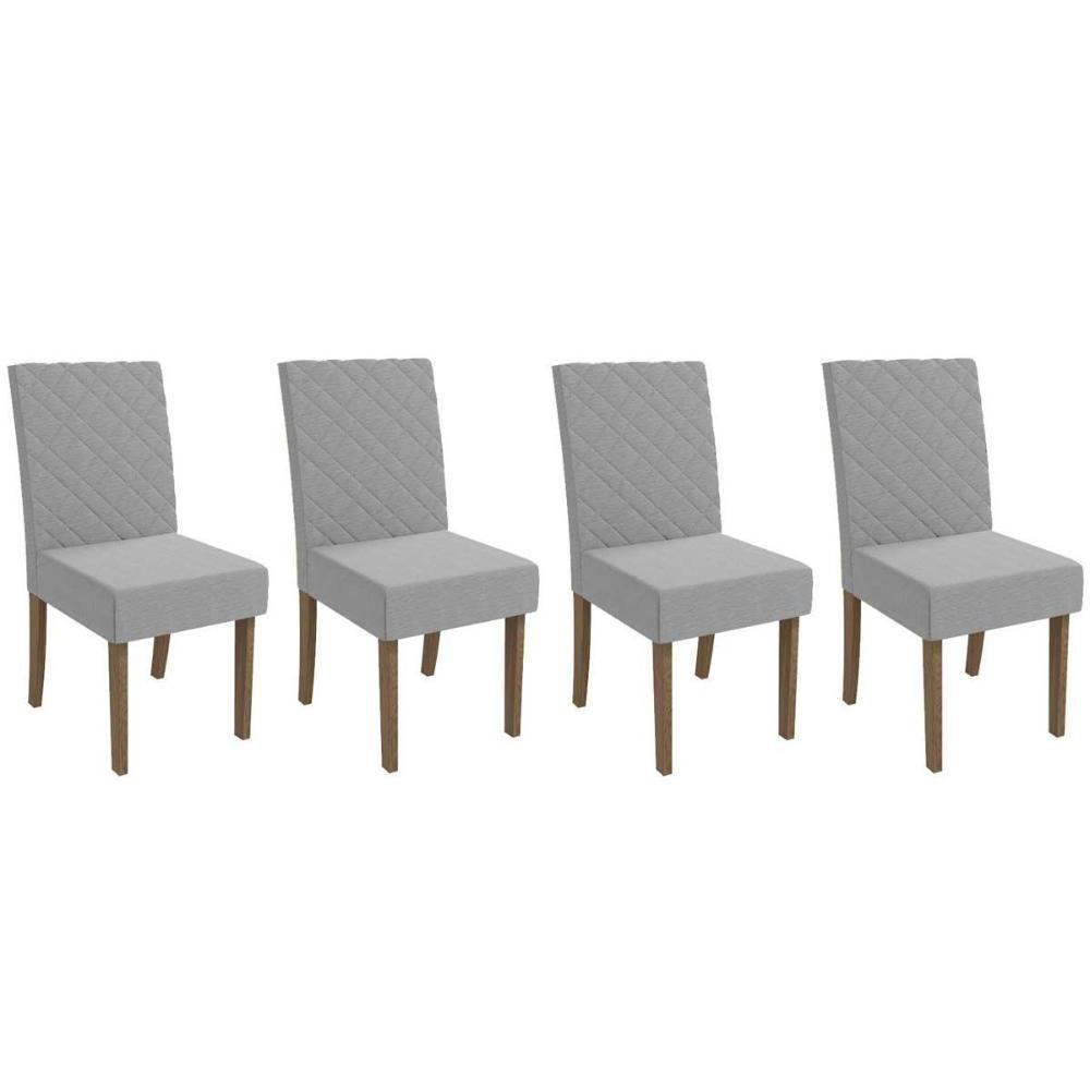 Cadeira Sala De Jantar 2cad133ng Kit 4 Un Nogueira-linho Cinza A056 - Kappesberg - 1