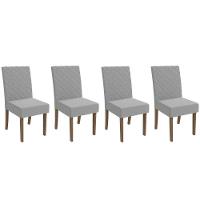 Cadeira Sala De Jantar 2cad133ng Kit 4 Un Nogueira-linho Cinza A056 - Kappesberg - 1