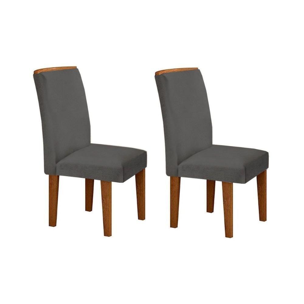 Kit 2 Cadeiras Sala Jantar Lunara 2 Un Imbuia-capuccino-linho Grafite - Rufato - 1