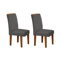 Kit 2 Cadeiras Sala Jantar Lunara 2 Un Imbuia-capuccino-linho Grafite - Rufato - 1