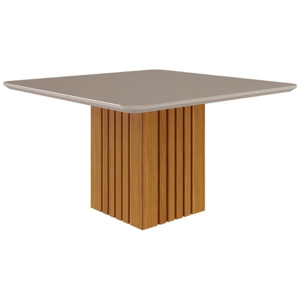 Mesa P- Cozinha Ana C- Tampo Madeirado C- Vidro 130x130cm Nature-off White - Cimol - 1