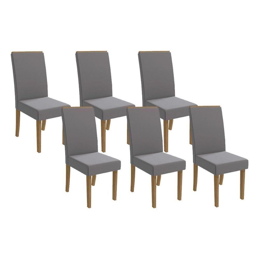 Cadeira Sala De Jantar 2cad142fr Kit 6 Un Freijo-suede Titanio A050 - Kappesberg - 1