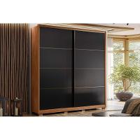 Guarda Roupa Solteiro 2 Portas De Correr E 3 Gavetas C- Pés Belga Flex Nogueira-nogueira Ou Preto - 1