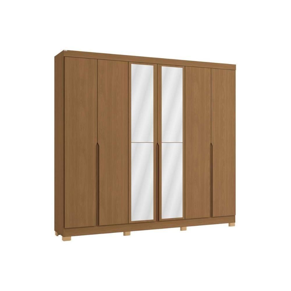 Guarda Roupa Casal 6 Portas (2 C- Espelho) E 4 Gavetas C- Pés Cb01r582 Canela - 4