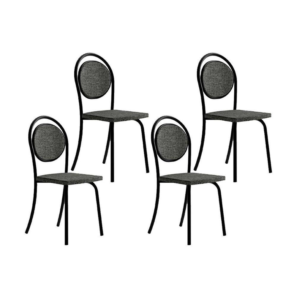 Cadeira Sala De Jantar 1738 Kit 4 Uni Preto-grafite - Preto - Carraro - 1