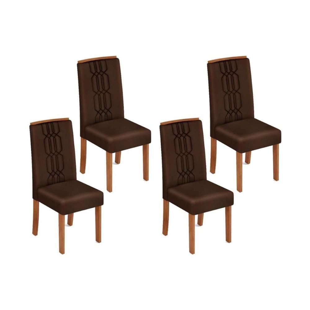 Cadeira Sala De Jantar Zoe Kit 4 Un Cedro-suede Moca - Dj Móveis - 1