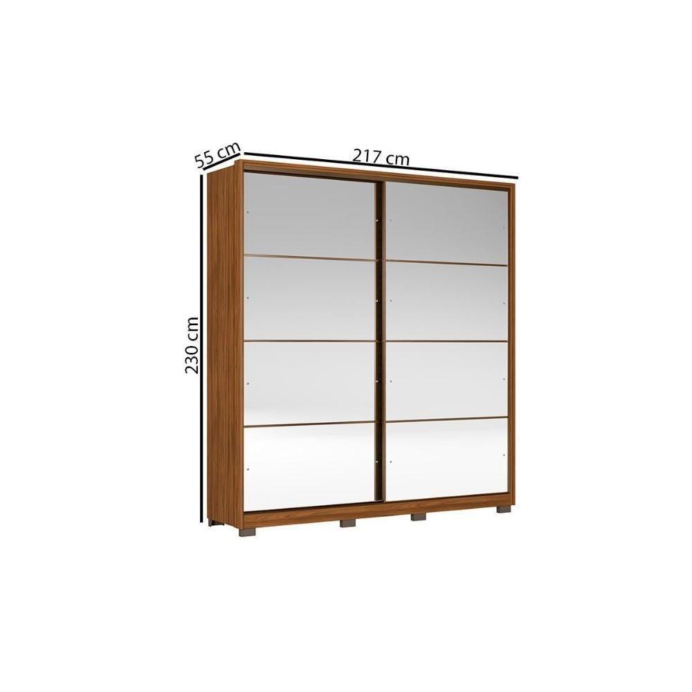 Guarda Roupa Solteiro 2 Portas De Correr 3 Gavetas C- Espelho E Pés Belga Amêndola Touch - 2