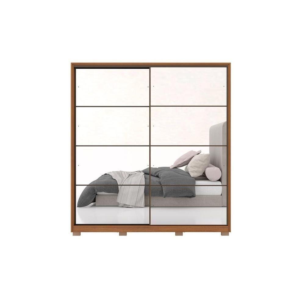 Guarda Roupa Solteiro 2 Portas De Correr 3 Gavetas C- Espelho E Pés Belga Amêndola Touch - 6