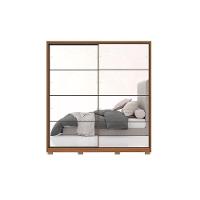 Guarda Roupa Solteiro 2 Portas De Correr 3 Gavetas C- Espelho E Pés Belga Amêndola Touch - 6