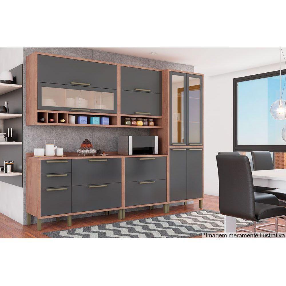 Armário Aéreo Cozinha Modulado Syrah Nicho Com 2 Portas Basculante 80cm Amendoa-off White - Ronipa - 5