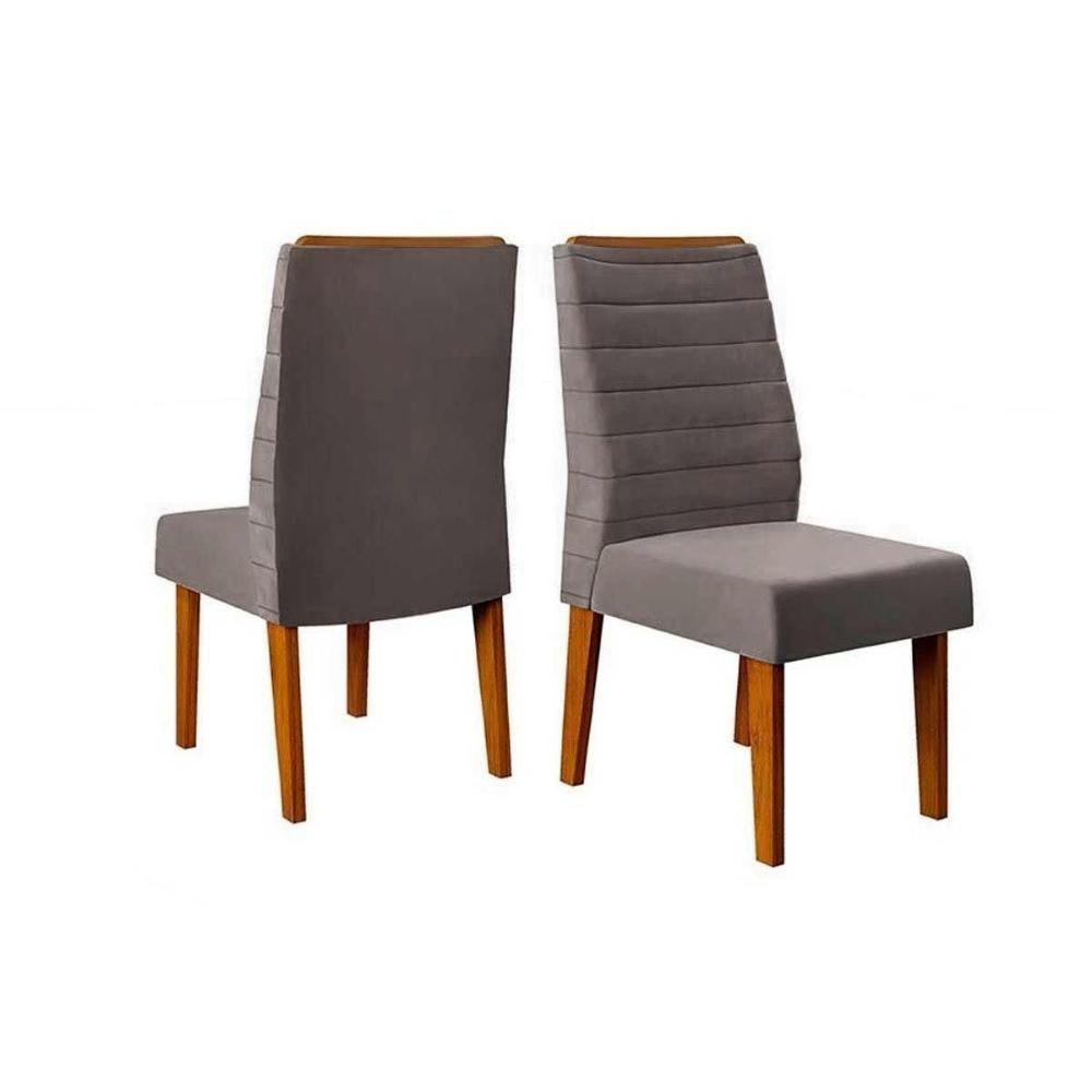 Kit 2 Cadeiras De Cozinha Ondina Freijó-suede Lunar Grafite - Dj Móveis - 1