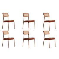 Cadeira Sala De Jantar 1741 Kit 6 Uni Rose-linho Areia-courano Caramelo - Carraro - 1