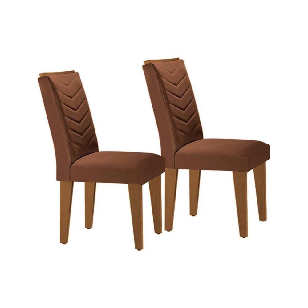 Kit 2 Cadeiras De Cozinha Londrina Madeira Capuccino-suede Marrom - Rufato - 1