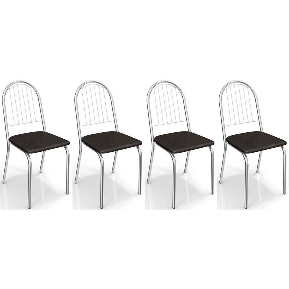 Cadeira Sala De Jantar Noruega 2c077 Kit 4 Un Cromada-preto 110 - Kappesberg - 1