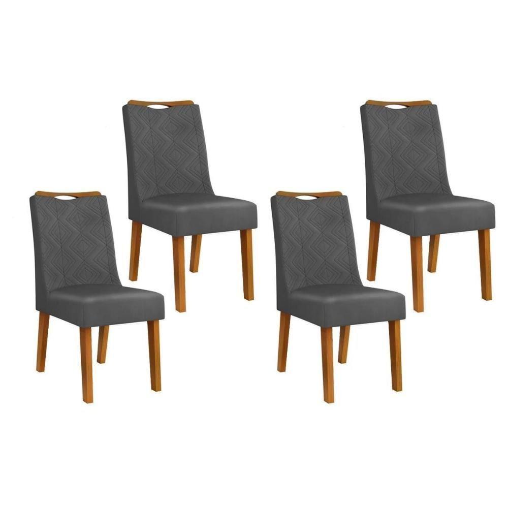 Cadeira Sala De Jantar Stela Kit 4 Un Ipe-suede Lunar - Dj Móveis - 1